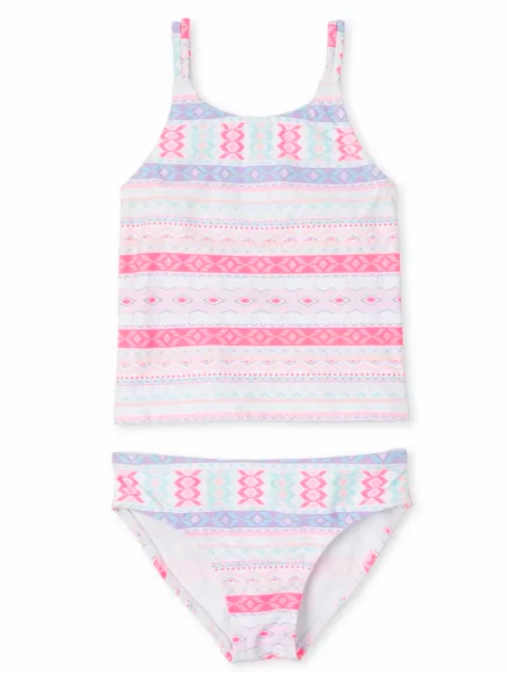 Girls Pink Patterned Tankini Swim Set by Children’s Place. Size XL